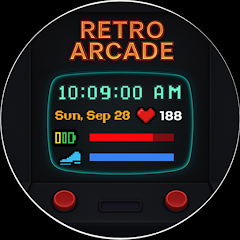 Retro Arcade Pixel Watch Face preview on Wear OS